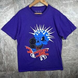 HALF EVIL 333 - Ready To Die Skull Tee T Shirt Purple‎ Mens Size L #punkrock